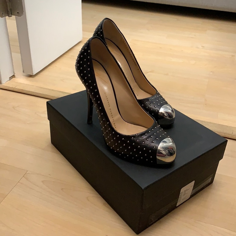 giuseppe zanotti heels black silver designer shoes